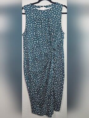 Nine Britton Green Speckled Knot Front Midi Dress XXL